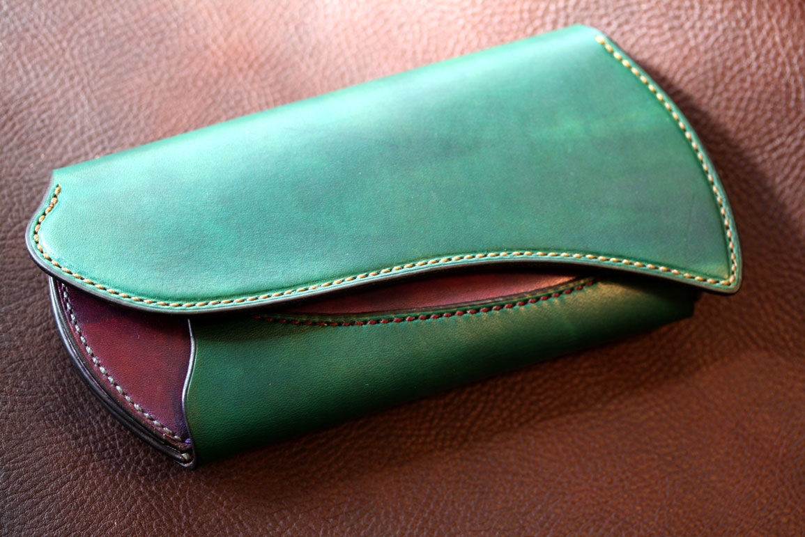 グリーン×ピンクパープル財布