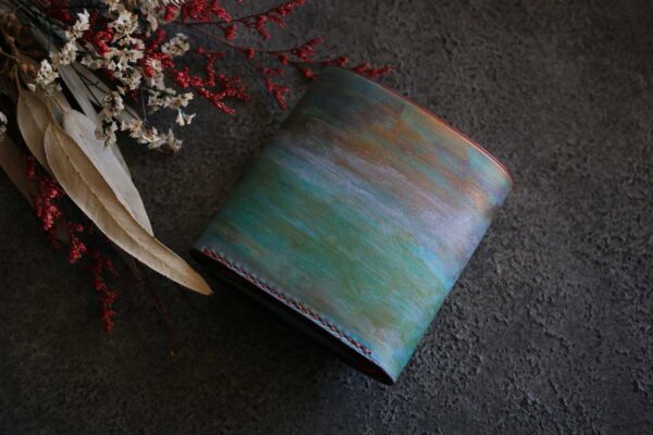 ブルーゴールドレザーハーフウォレット