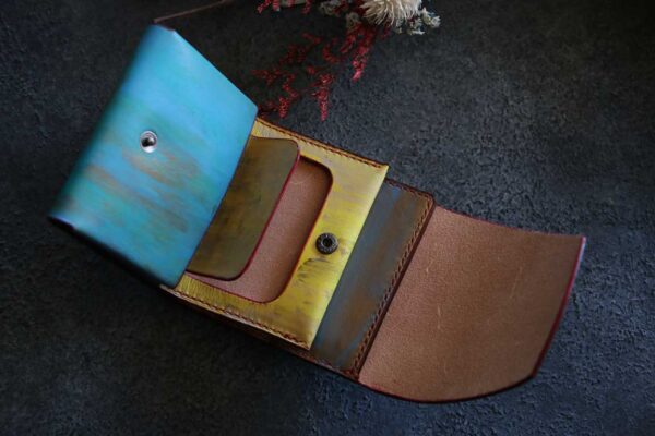 ブルーゴールドレザーハーフウォレット