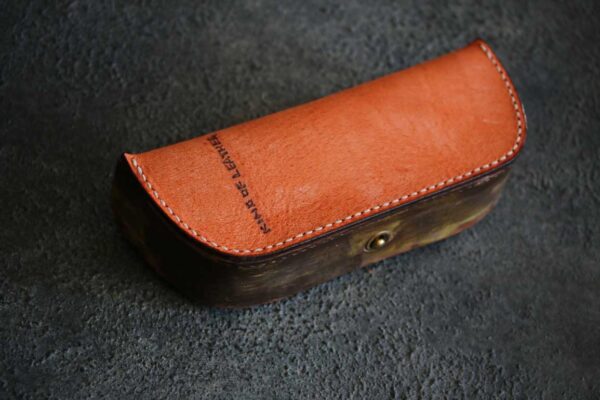 オレンジレザーメガネケース