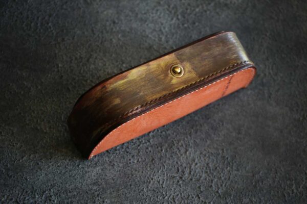 オレンジレザーメガネケース