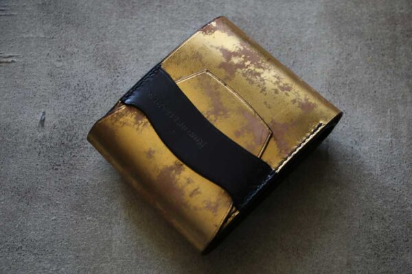 ビンテージ金箔ゴールド革財布