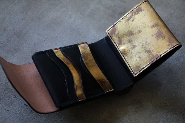 ビンテージ金箔ゴールド革財布