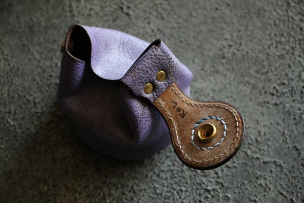 柿型巾着レザーコインケース