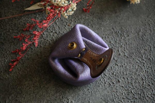 柿型巾着レザーコインケース