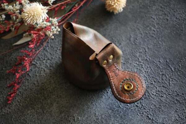 柿型巾着レザーコインケース