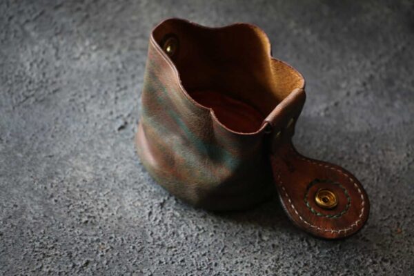 柿型巾着レザーコインケース