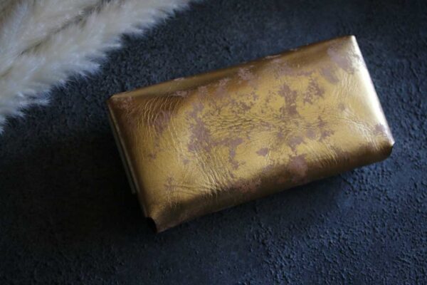 ビンテージ金箔ゴールドコンパクト長財布