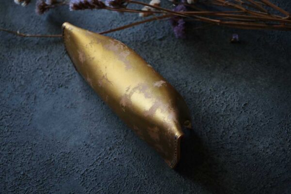 ビンテージ金箔レザーメガネケース