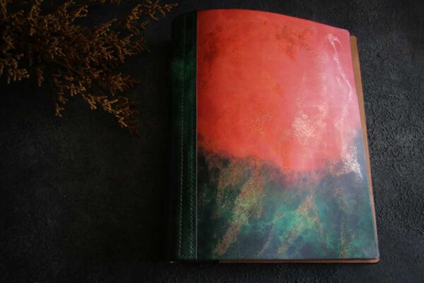 分厚いＢ5バインダーレザー革手帳アート染色