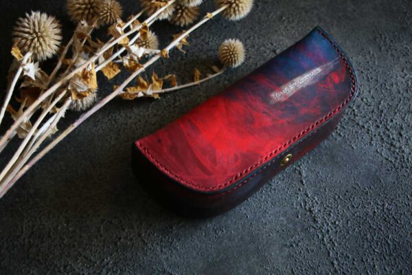 立体駒縫いメガネケースレッドブルー