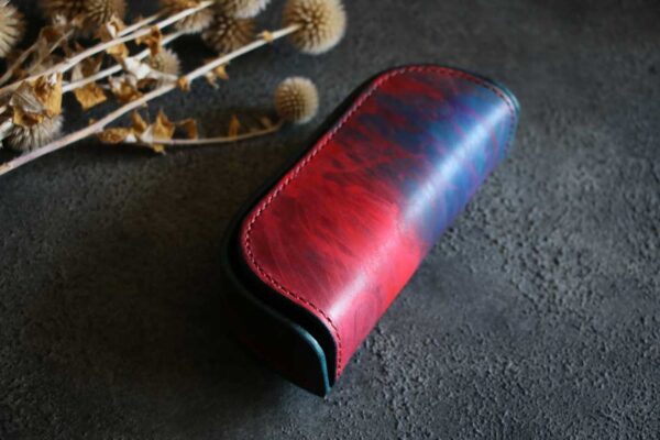 立体駒縫いメガネケースレッドブルー