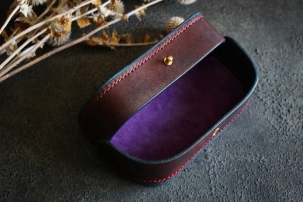 立体駒縫いメガネケースレッドブルー