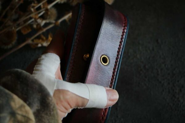 立体駒縫いメガネケースレッドブルー