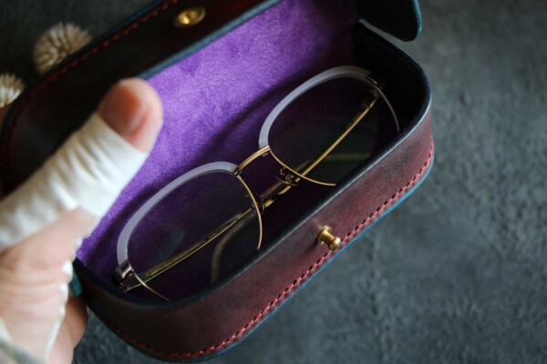 立体駒縫いメガネケースレッドブルー