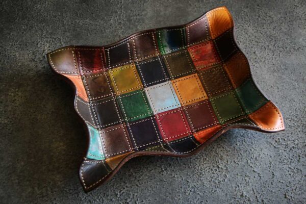 パッチワークレザートレイ