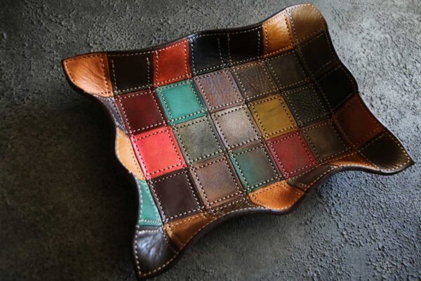 パッチワークレザートレイ