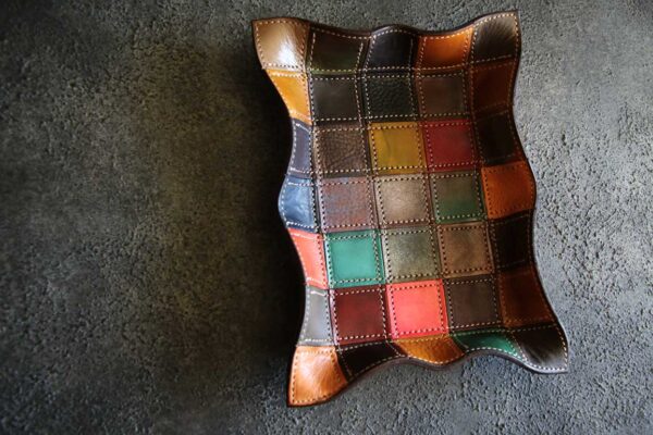 パッチワークレザートレイ