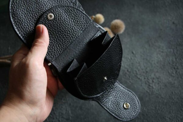 ブラックシボレザー丸い革財布