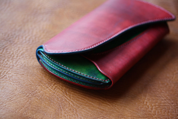 The Peafowl wallet　レッド×グリーン