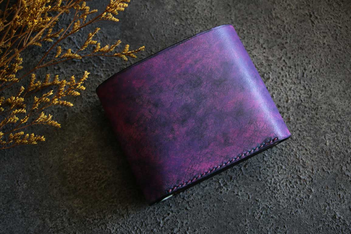 バイオレットレザーハーフウォレット