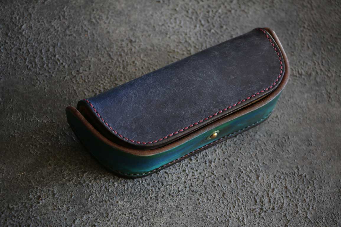 駒合わせ縫いメガネケース