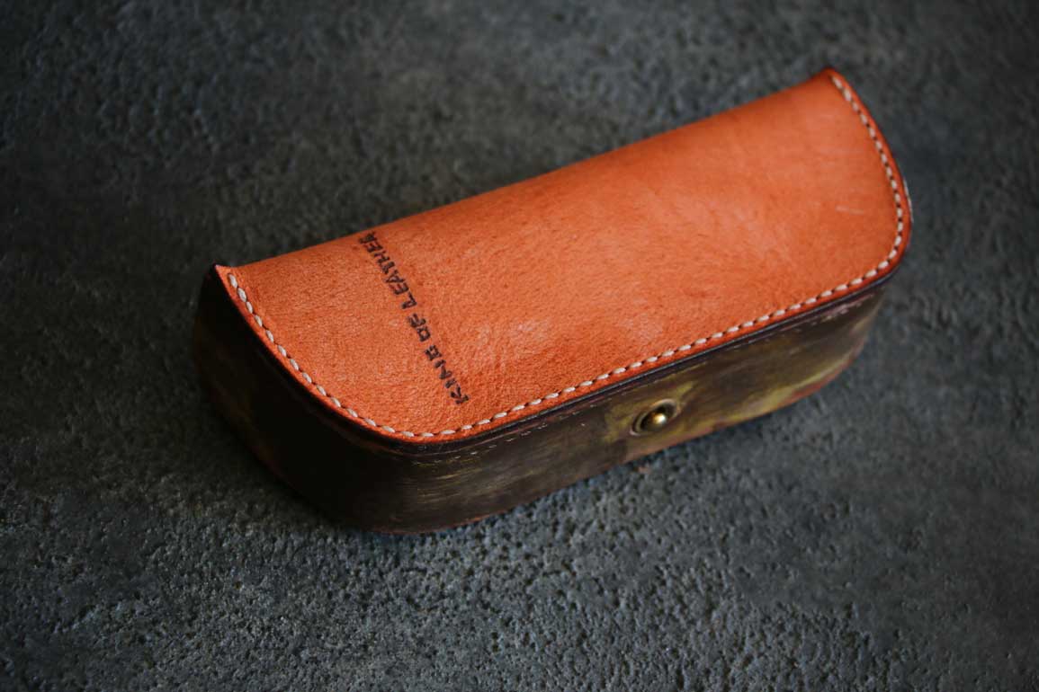 オレンジレザーメガネケース