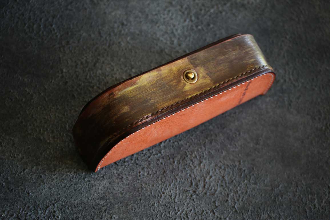 オレンジレザーメガネケース