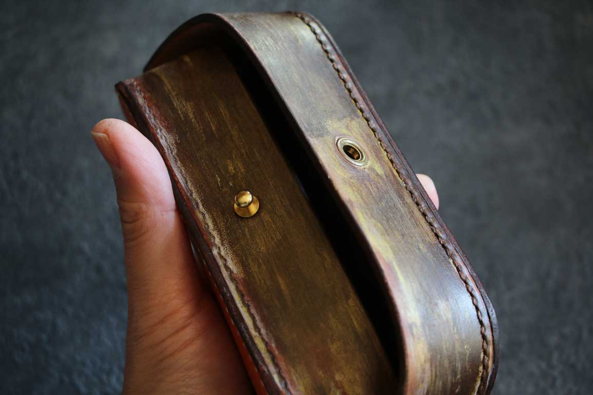 オレンジレザーメガネケース