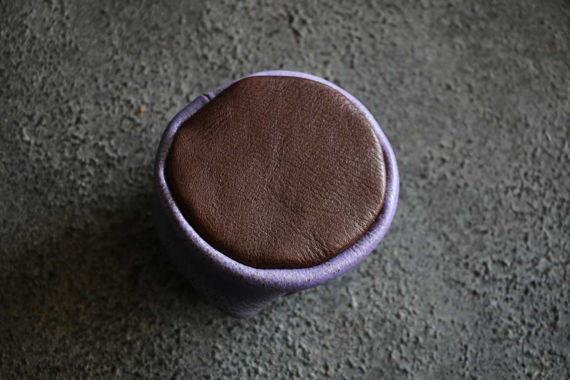 柿型巾着レザーコインケース