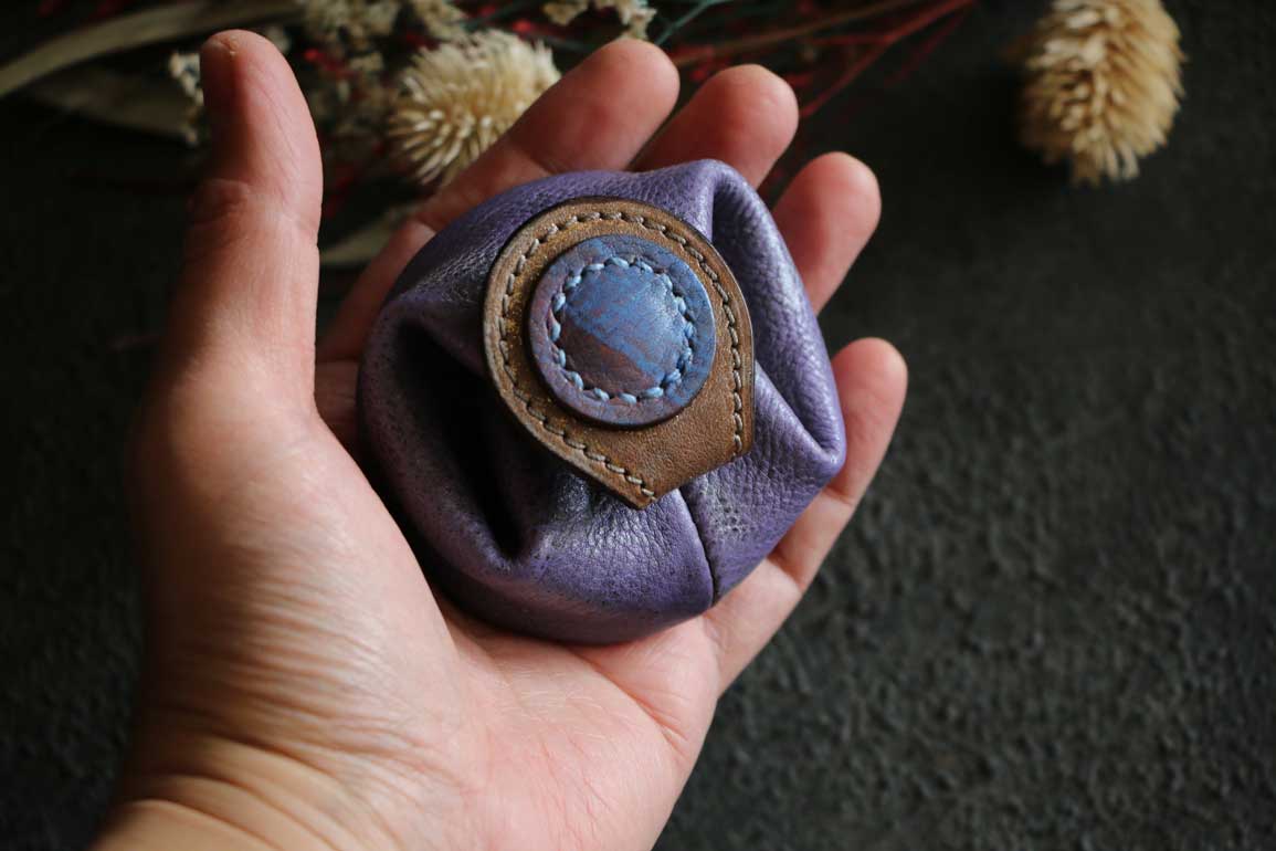 柿型巾着レザーコインケース