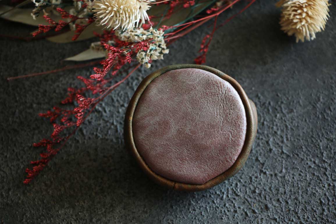 柿型巾着レザーコインケース