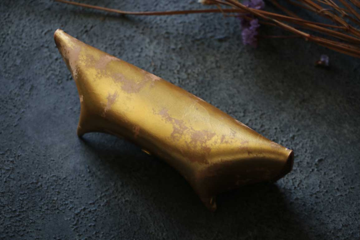 ビンテージ金箔レザーメガネケース