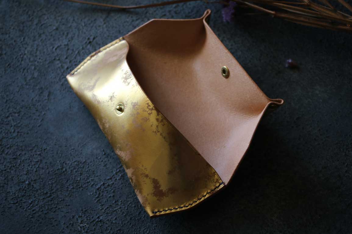 ビンテージ金箔レザーメガネケース