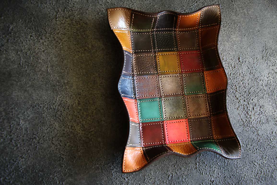 パッチワークレザートレイ