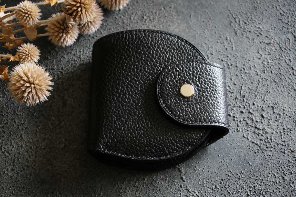 ブラックシボレザー丸い革財布