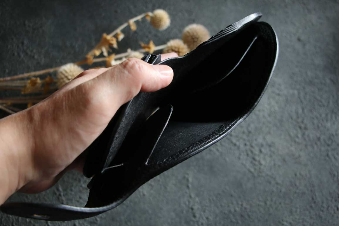 ブラックシボレザー丸い革財布