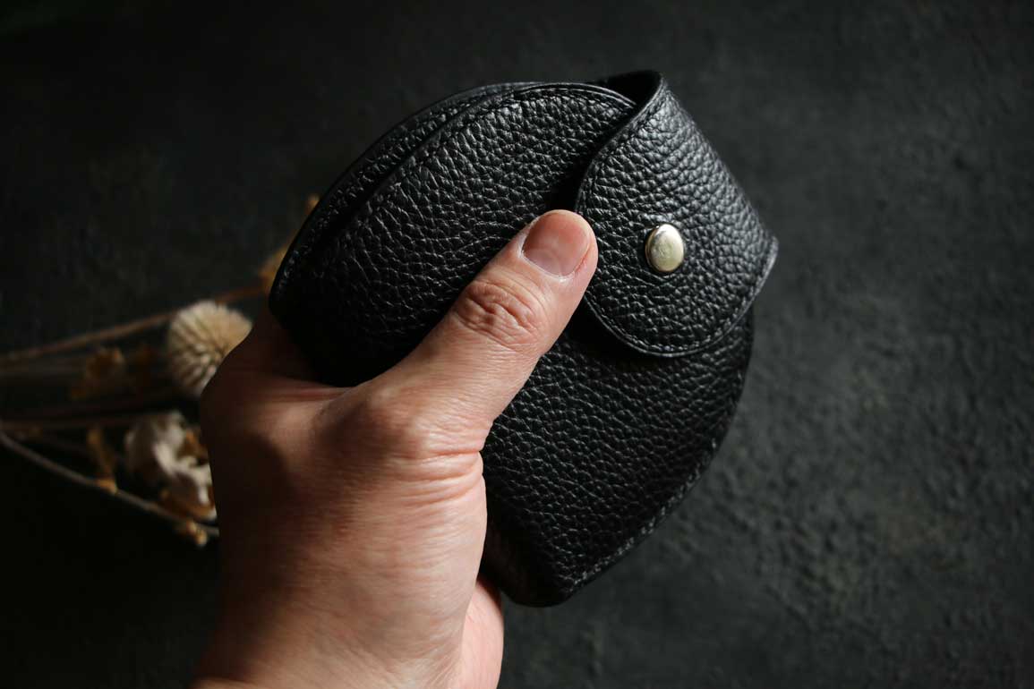 ブラックシボレザー丸い革財布