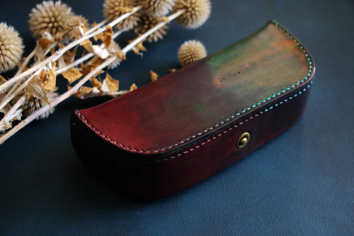 駒合わせ縫いメガネケース