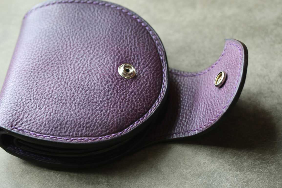 エルバマット紫シボレザーゼブラコンチョ丸い財布