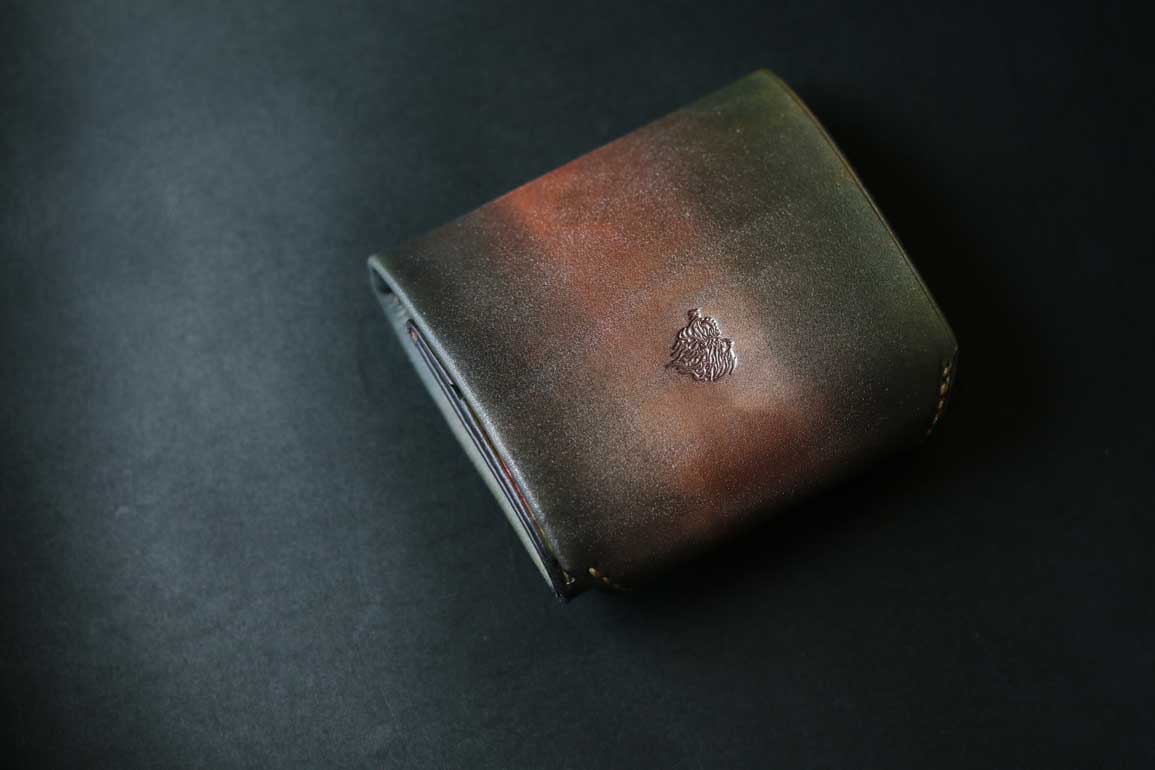 銅グリーン染色コンパクト革財布